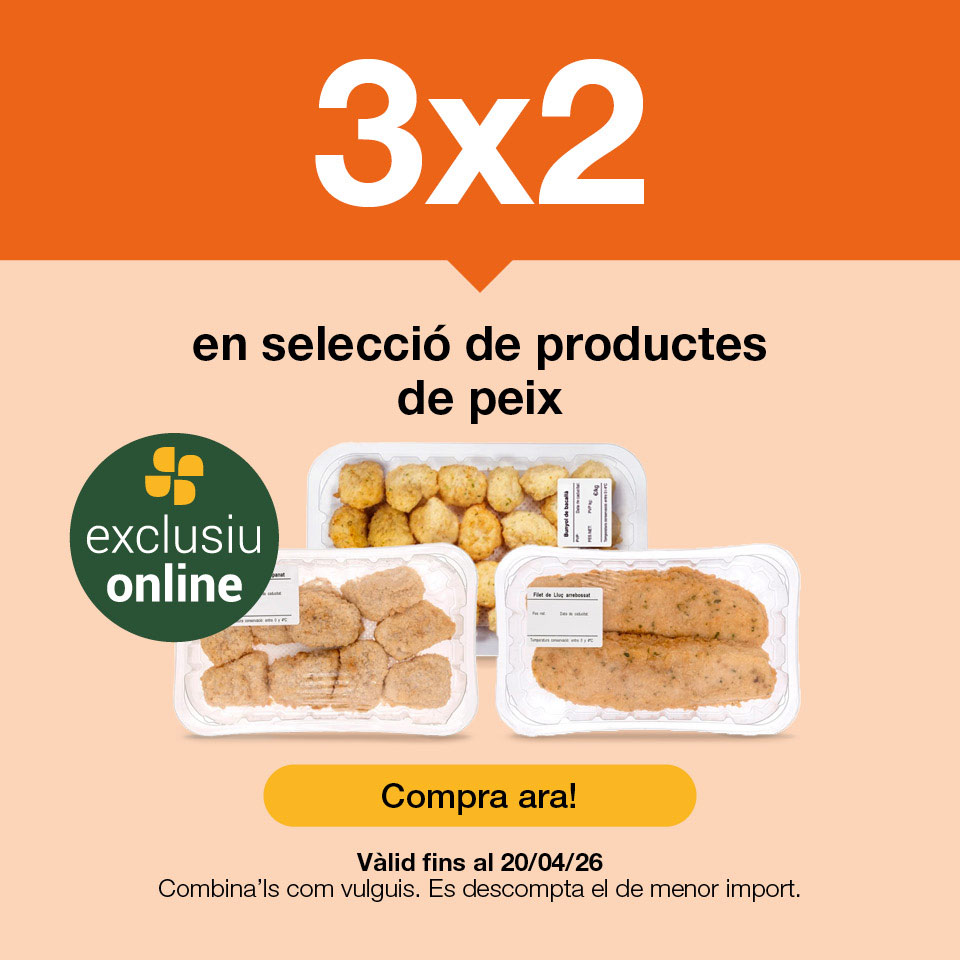 Fes clic aquí per veure el 3x2 en productes de peix. Oferta exclusiva online vàlida fins al 20/4/26. Compra ara!