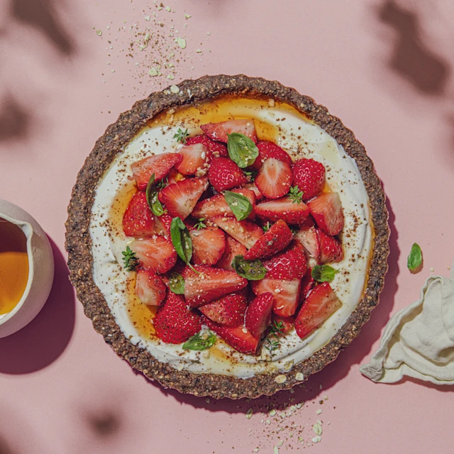 Pastís de formatge fresc sense forn amb maduixes