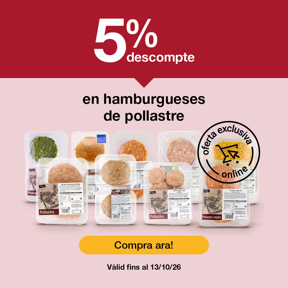 Fes clic aquí per veure el 5% de descompte en hamburgueses de pollastre. Oferta exclusiva online vàlida fins al 13/10. Compra ara!