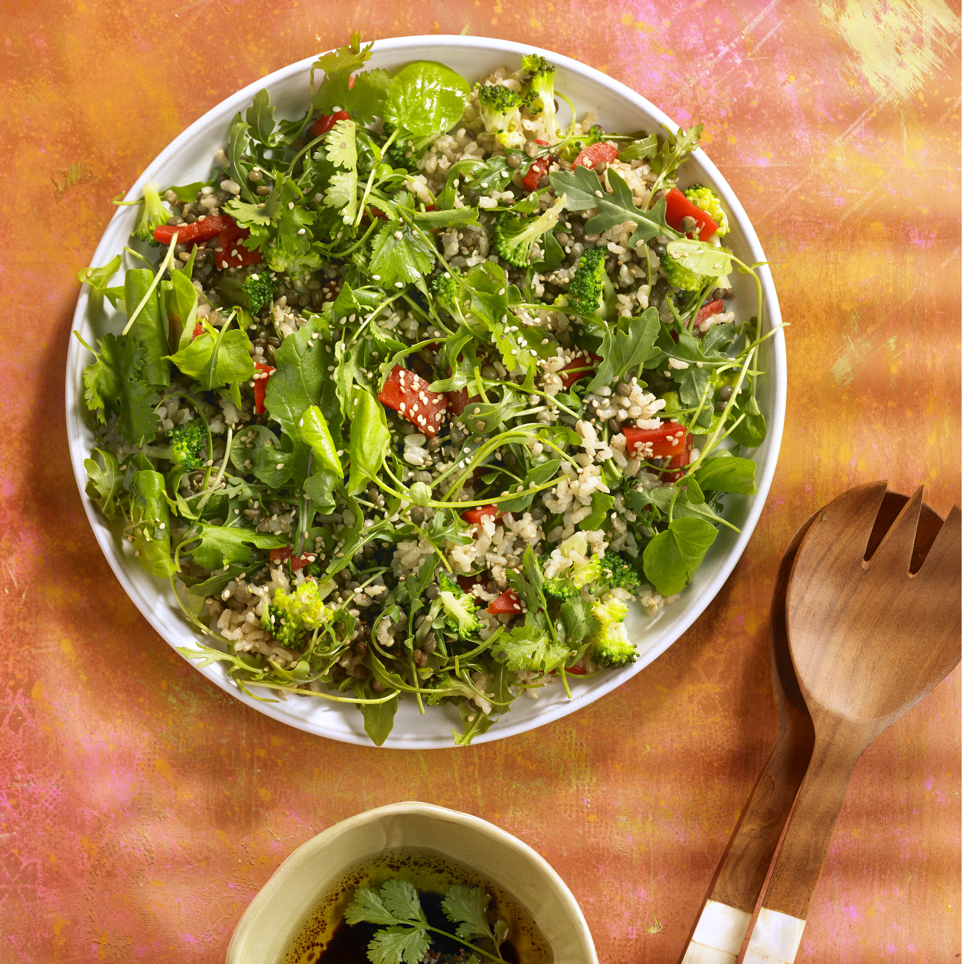 Amanida de llenties i arròs integral