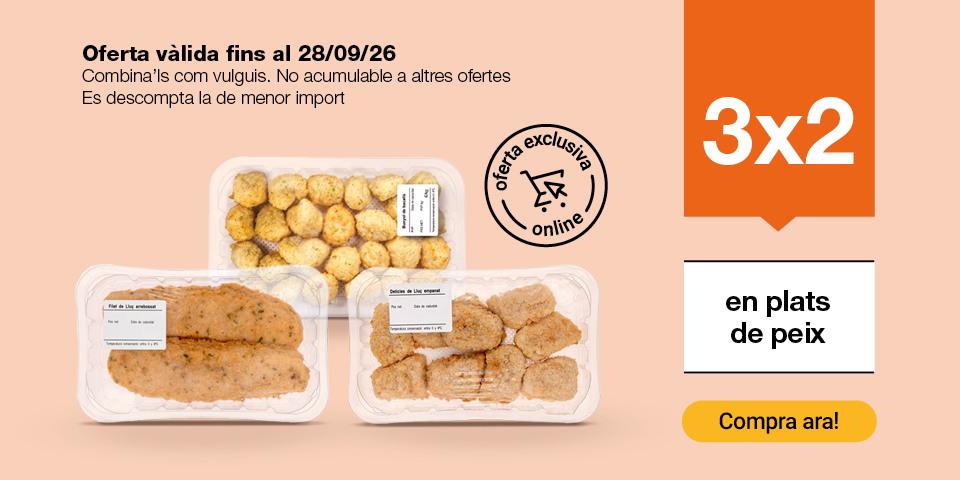 Fes clic aquí per veure el 3x2 en plats de peix. Oferta exclusiva online vàlida fins al 28/9/26. Compra ara!