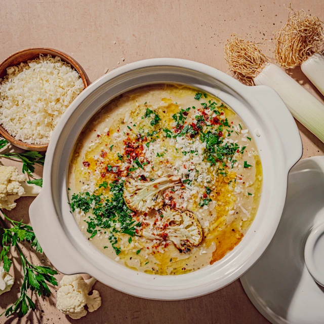 Sopa de porro i coliflor