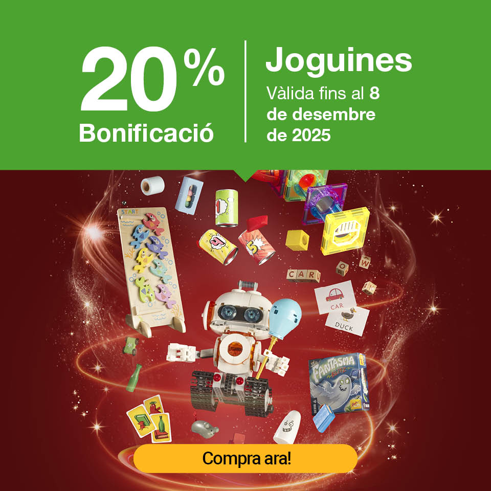 Fes clic aquí per veure el 20% de bonificació en joguines. Oferta vàlida fins al 8 de desembre de 2025. Compra ara!