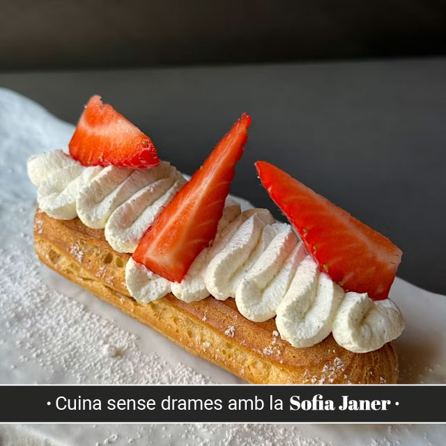 Éclairs amb maduixots