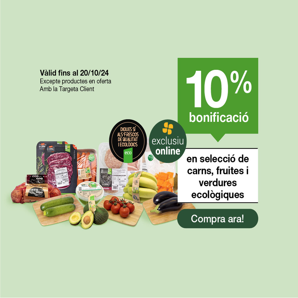 Gaudeix del 10% de bonificació en carns, fruites i verdures ecològiques -3-