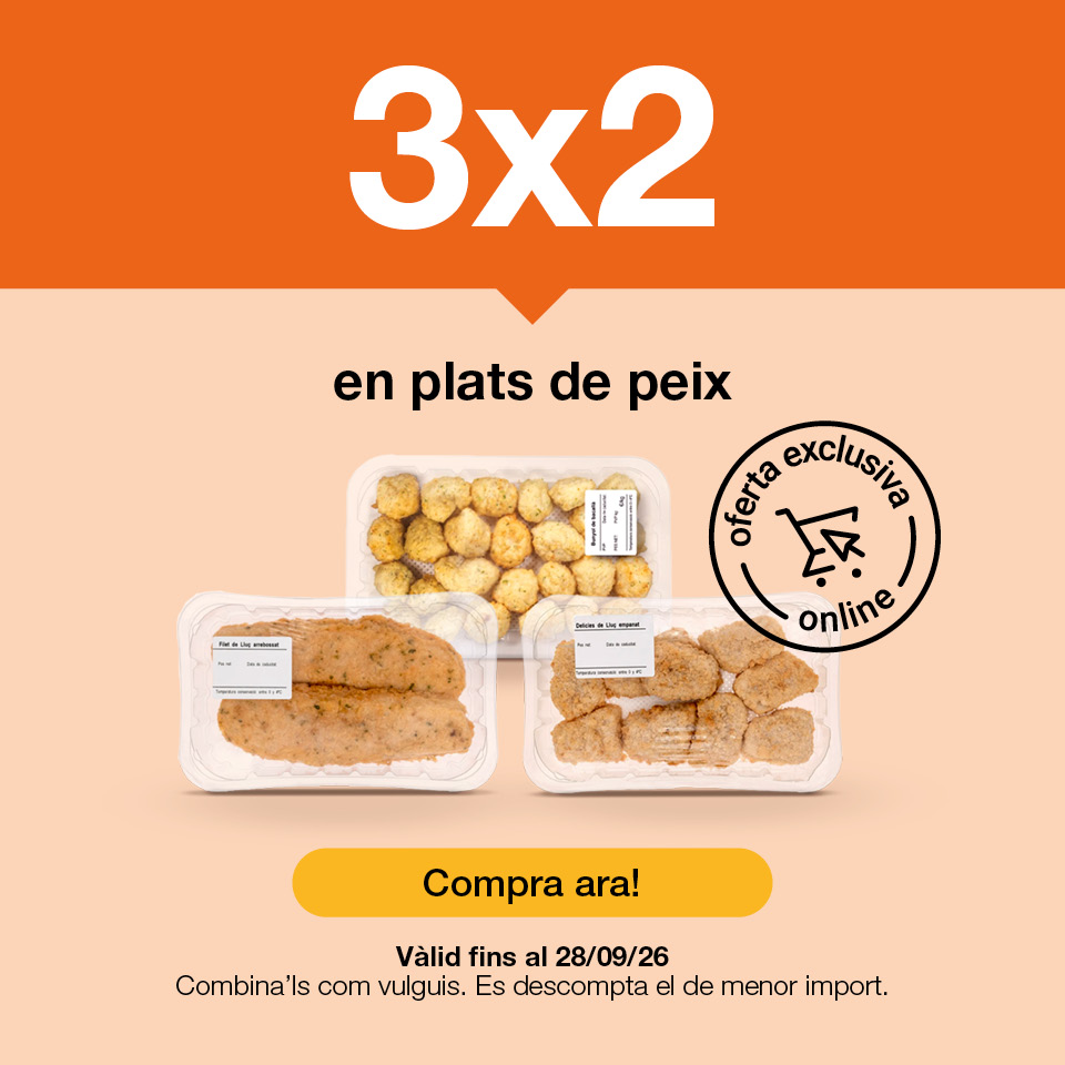Fes clic aquí per veure el 3x2 en plats de peix. Oferta exclusiva online vàlida fins al 28/9/26. Compra ara!