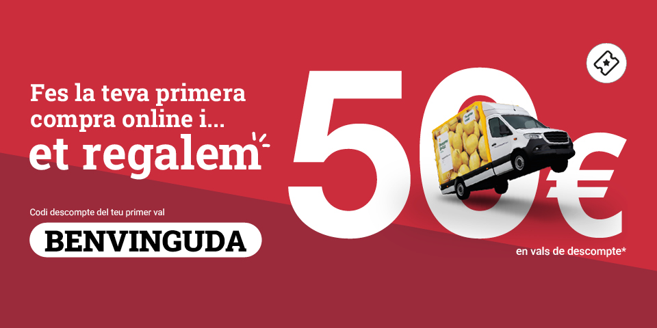 Fes la teva primera compra online i et regalem 50€ en vals descompte