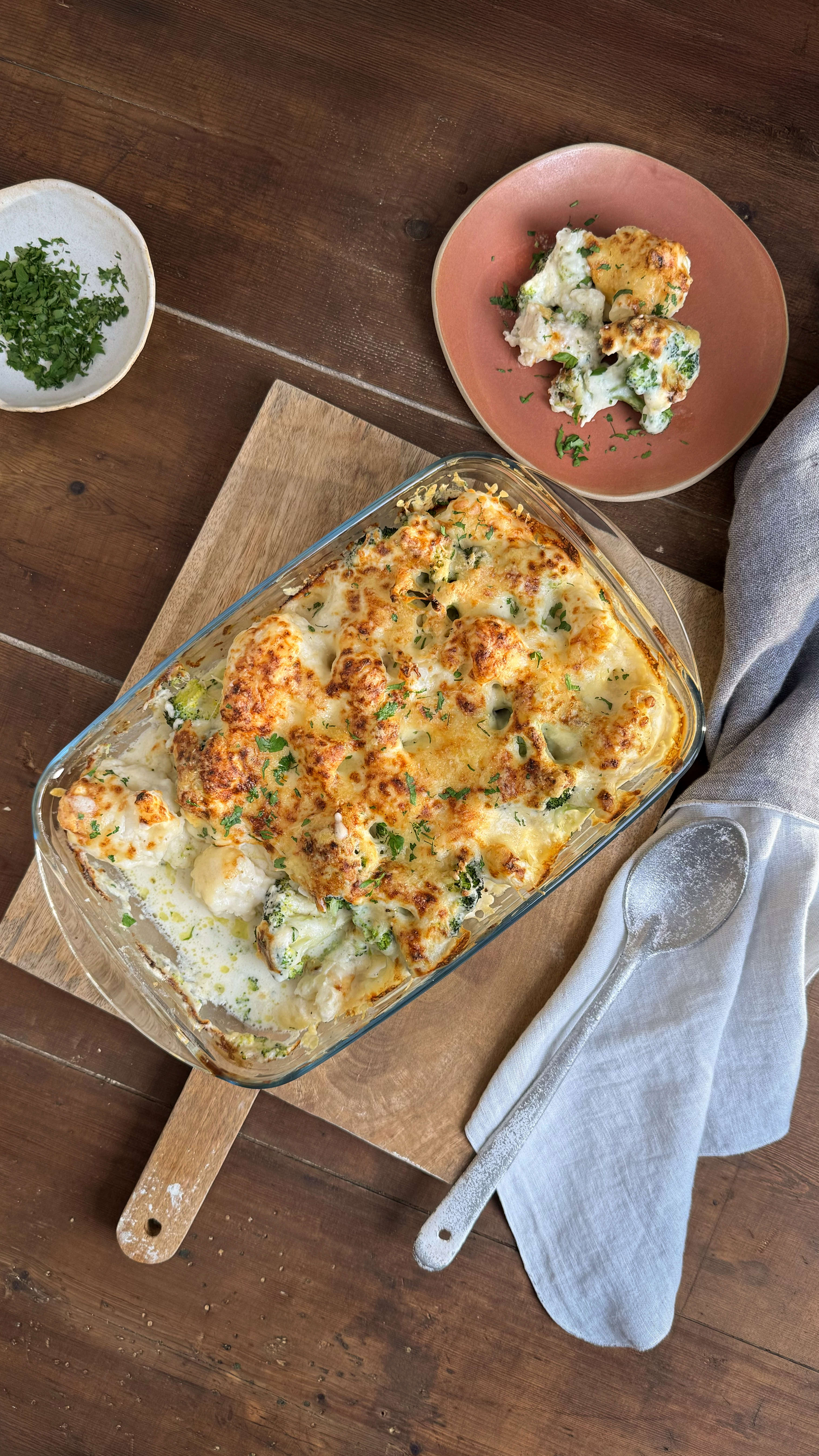 Gratinat de bròquil i coliflor