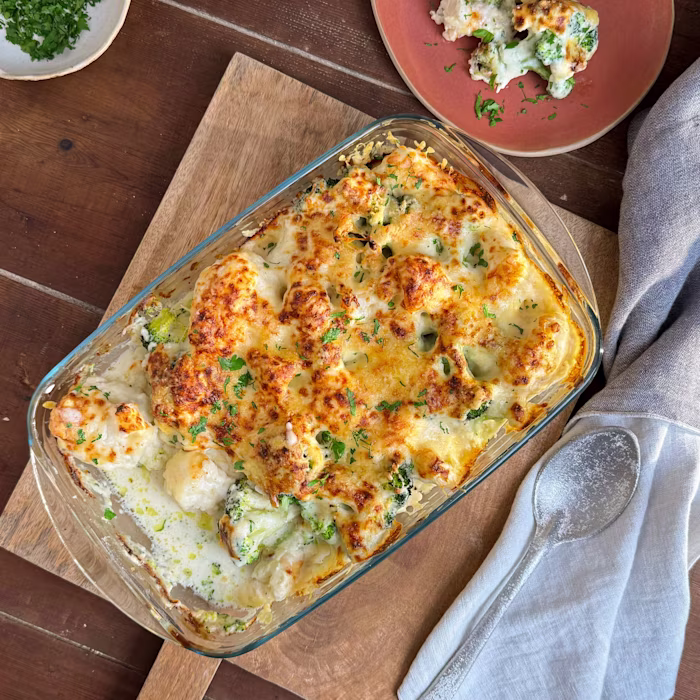 Gratinat de bròquil i coliflor