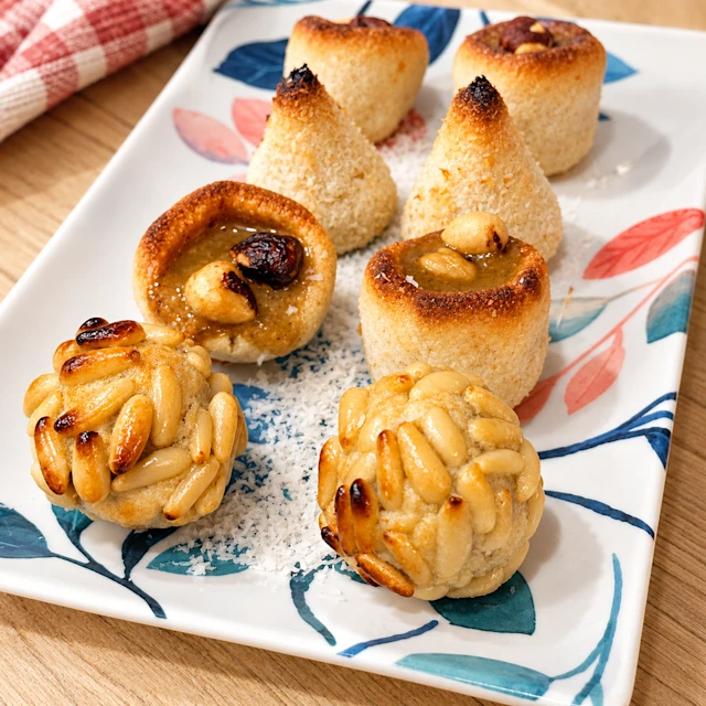 Panellets de pinyons, coco i crema d’avellanes