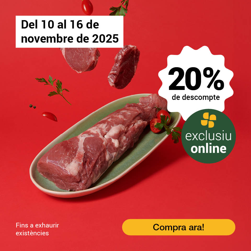 Gaudeix del 20% de descompte en filet de vedella. Oferta exclusiva online. Vàlid fins al 16 de novembre de 2025. Compra ara!