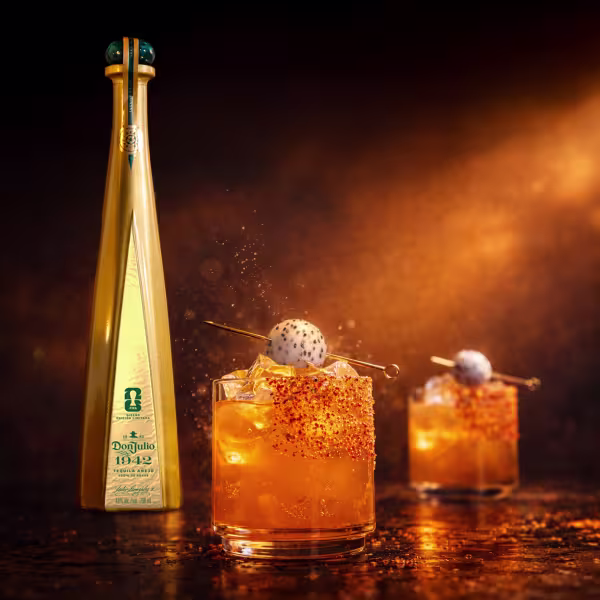 42 Passion cocktail with a bottle of special edition Tequila Don Julio 1942