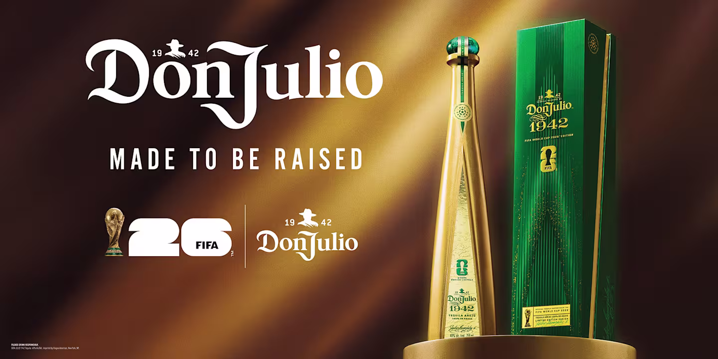 Don Julio 1942 Made to be Raised. FIFA 2026 Limited Edition bottle and packaging. 