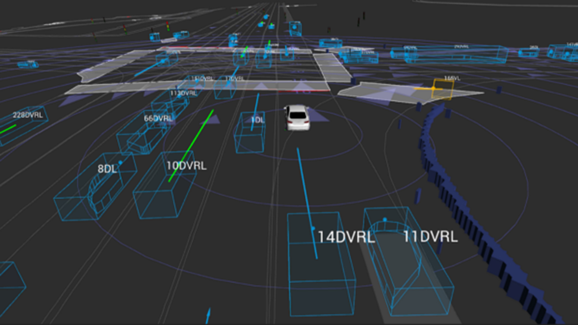 Sensor visualization of road and surrounding vehicles