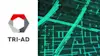 TRI-ADのロゴと地図生成のイメージ図