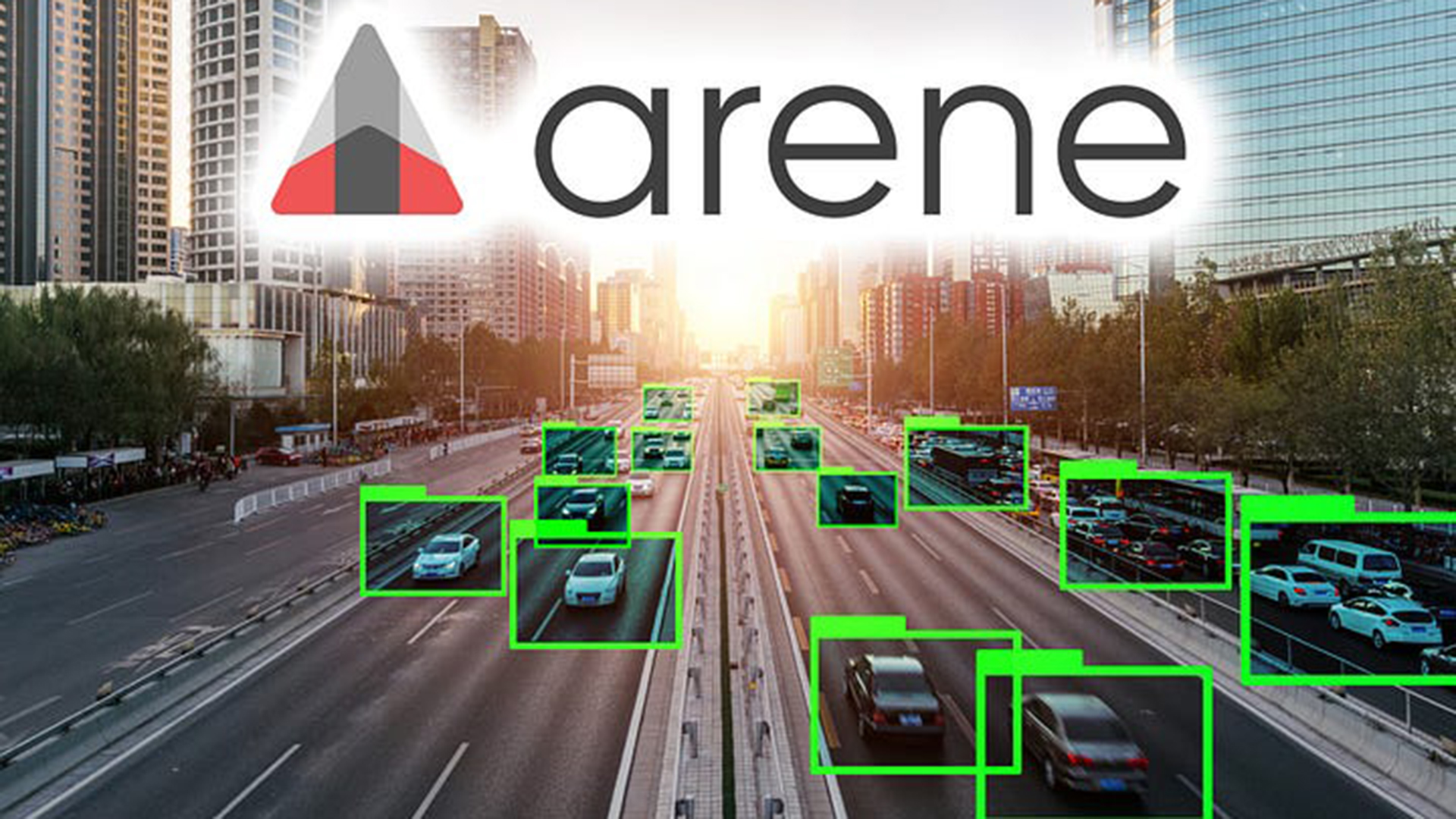 自動運転を描写した画像上のAreneロゴ