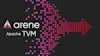 Arene and Apache TVM logos on a illustration of scattered dots gradually unifying to form an arrow