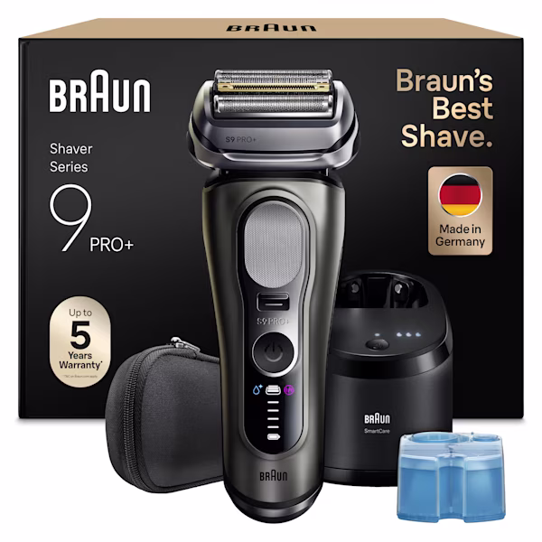 Afeitadora Braun Series 9 PRO+ 9665cce con estuche de viaje y Centro de limpieza y carga SmartCare 6en1.