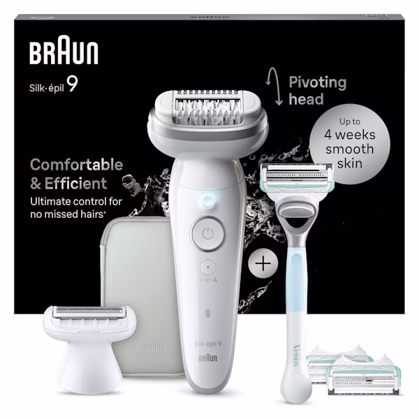 Braun Silk·épil 9 SkinSpa, Depiladora Con Cabezal Pivotante Para Fácil Eliminación Del Vello, Uso En Seco Y Mojado, Piel Suave Duradera, Incluye Cabezal De Depilación Y Peine Recortador, 9-141, Plateado Braun Silk·épil 9 SkinSpa, Depiladora Con Cabezal Pivotante Para Fácil Eliminación Del Vello, Uso En Seco Y Mojado, Piel Suave Duradera, Incluye Cabezal De Depilación Y Peine Recortador, 9-141, Plateado