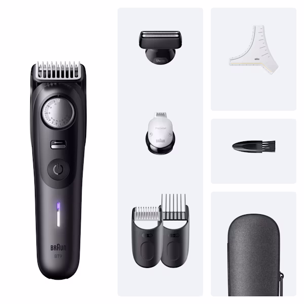 Herramientas y accesorios de la recortadora de barba para hombre todo en uno Braun Series 9 Herramientas y accesorios de la recortadora de barba para hombre todo en uno Braun Series 9