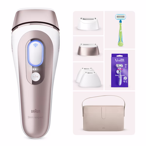 Braun Pack Depiladora de Luz Pulsada Skin-i-Expert PL7387 + Gillette Venus Spa Maquinilla De Depilación Mujer. Set con 4 cabezales, Neceser, Gillette Venus Braun Pack Depiladora de Luz Pulsada Skin-i-Expert PL7387 + Gillette Venus Spa Maquinilla De Depilación Mujer. Set con 4 cabezales, Neceser, Gillette Venus