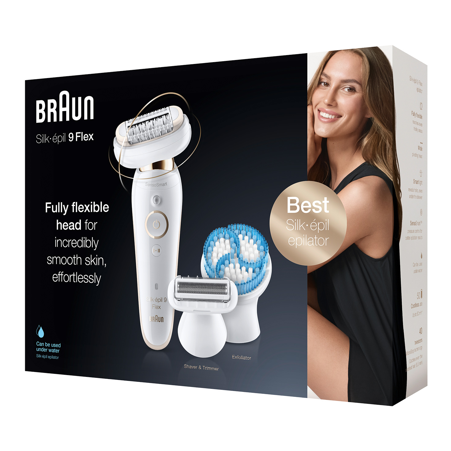 Braun Silk-épil 9 Flex 9300 Set De Belleza, Depiladora Mujer Eléctrica  Inalámbrica, Cabezal Flexible Para Depilar Fácil, Antideslizante,  Blanco/Dorado