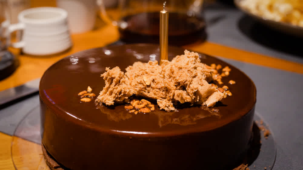 Dark Chocolate Dulce de Leche Entremet Mousse Cake