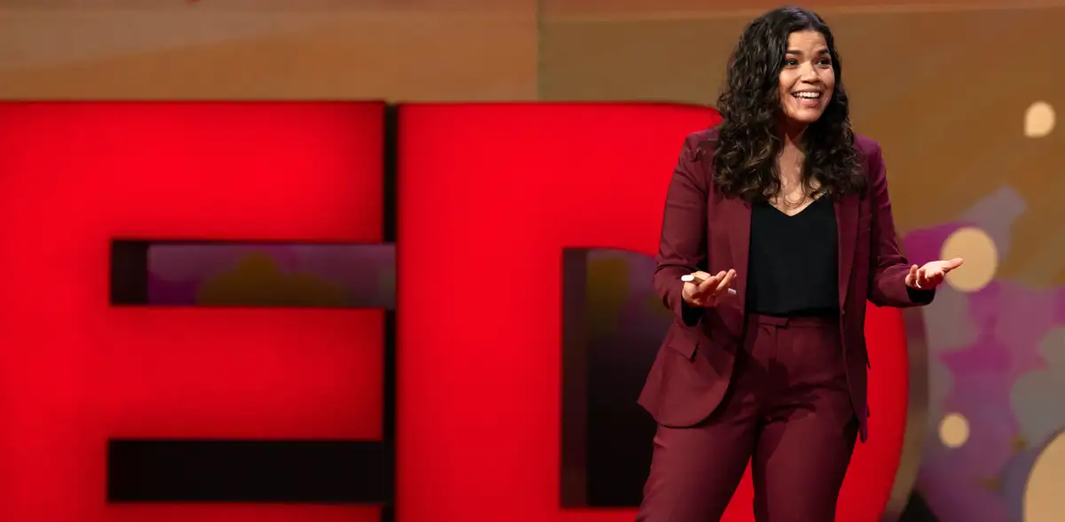 woman giving a TED talk