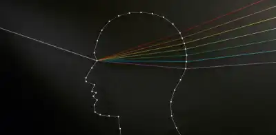 string art depicting a head as a prism