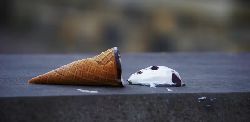 ice cream cone dropped on the ground