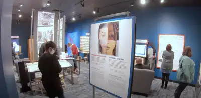 women looking at a visual