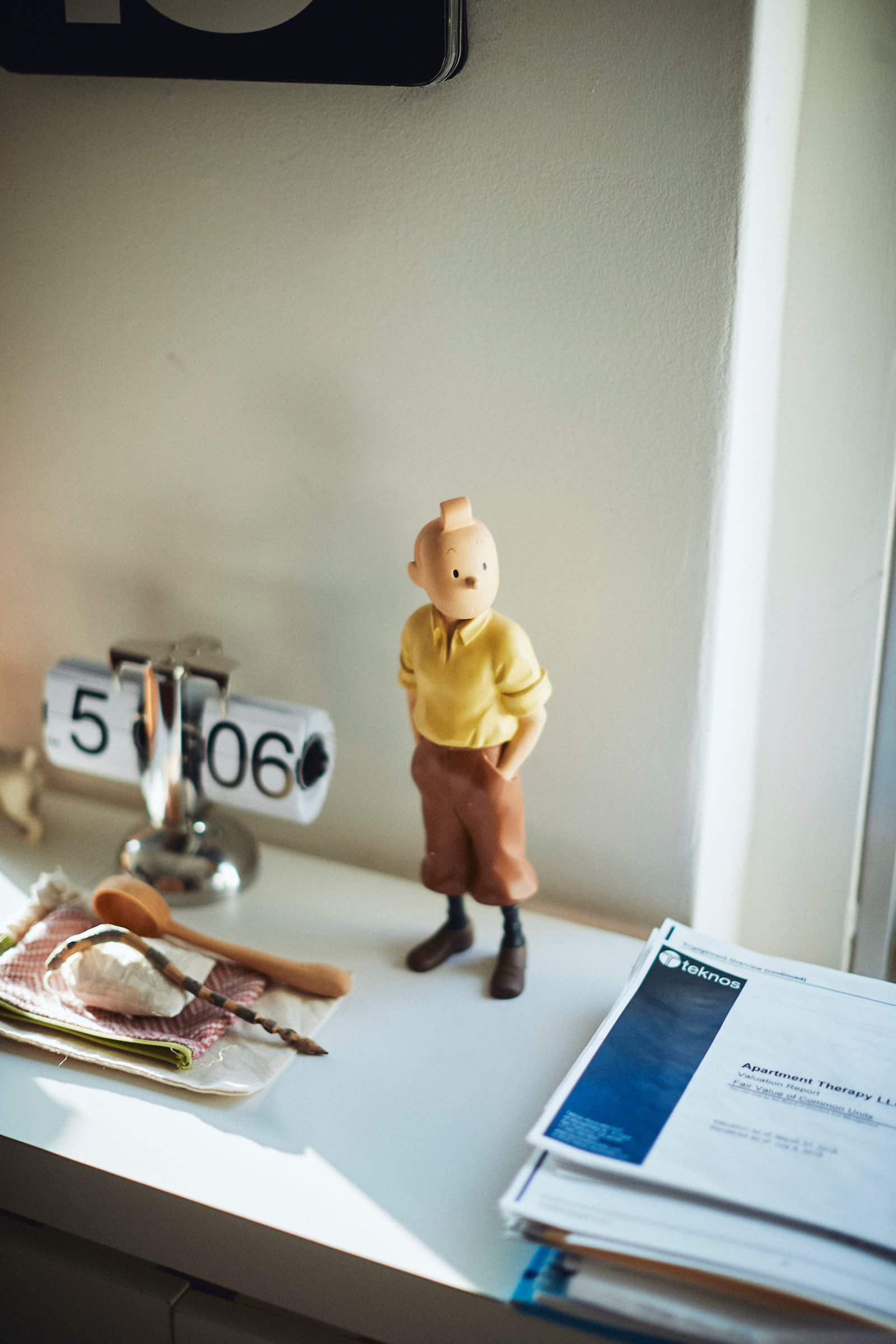 A figurine of the character Tin Tin at Apartment Therapy