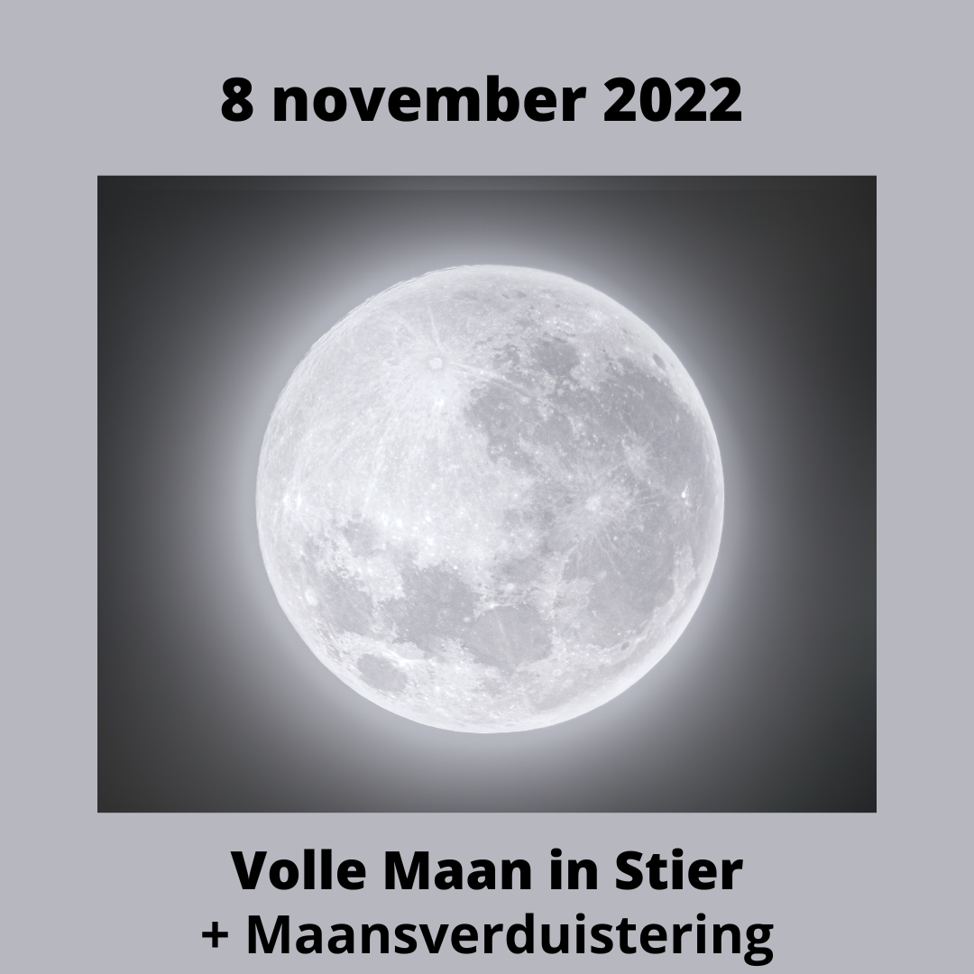  

 

Dit is een krachtige Volle Maan met de Zon in Schorpioen en de Maan in Stier op 16 graden.

Stier wil graag alles houden zoals het was en is. Is erg gericht op zekerheden. Is een praktisch aardeteken en houdt graag de harmonie erin.

Schorpioen daarentegen onderzoekt alles, wil donkere zaken aan het licht brengen, wil transformeren en is niet bang om daarvoor door een crisis te gaan omdat het uiteindelijke doel opheldering van (verborgen) zaken is en deze aan het licht te brengen en op die manier tot harmonie te komen.

De Zon in Schorpioen wordt vergezeld door Venus, Mercurius en de Zuidelijke Maansknoop (Karma).

De Maan in Stier komt samen te staan met Uranus en de Noordelijke Maansknoop en deze maken tevens een vierkant met Saturnus, wat kan leiden tot onverwachte gebeurtenissen, verwarring en obstakels.

Dit alles bij elkaar kan zorgen voor een pittige energie, die zijn uitwerking kan hebben in alle vormen van communicatie, nieuws, media, gesprekken (Mercurius) maar ook in relaties (Venus) en samenwerkingsverbanden kan deze uitwerking voelbaar zijn maar ook aangelegenheden die met geld te maken hebben. (Venus)

De planeten in Schorpioen kunnen zaken en geheimen aan het licht brengen die tot nu toe verborgen waren of waar we ons niet van bewust zijn geweest.

De 6 betrokken planeten vallen ook in Vaste tekens (Schorpioen, Stier) wat voor spanning kan zorgen omdat de energie vastgehouden wordt en zo nergens heen kan.

In het verleden waren vierkanten tussen Uranus en Saturnus in vaste tekens aanwijzingen voor aardbevingen en vulkaanuitbarstingen, vooral als het Aardeteken Stier erbij betrokken is.

Saturnus wil alles vasthouden zoals het is en niets veranderen en Uranus wil juist verandering en vaak ook plotseling en onverwacht.

De conjunctie tussen de Maan en Uranus in Stier kan aanleiding geven tot plotselinge veranderingen in materiële en financiële zaken.

November is een maand van krachtige verandering die zeker uitdagend kan zijn.

Een verandering die nodig is om tot een doorbraak te komen die ons en de wereld waarin wij leven uiteindelijk ten goede komt.

Belangrijk om je eigen energie hoog te houden door je te richten op dingen die je leuk vindt en waar je blij van wordt.

In je eigen horoscoop kun je kijken waar, in welk levensgebied de Volle Maan op 16 gr Stier bij jou valt.

Dat geeft een inzicht wat deze Maan en planeetstanden voor jou persoonlijk betekenen.

Op astro.com kan je gratis een tekening van je horoscoop tekening maken. Je exacte geboortetijd is altijd belangrijk.


