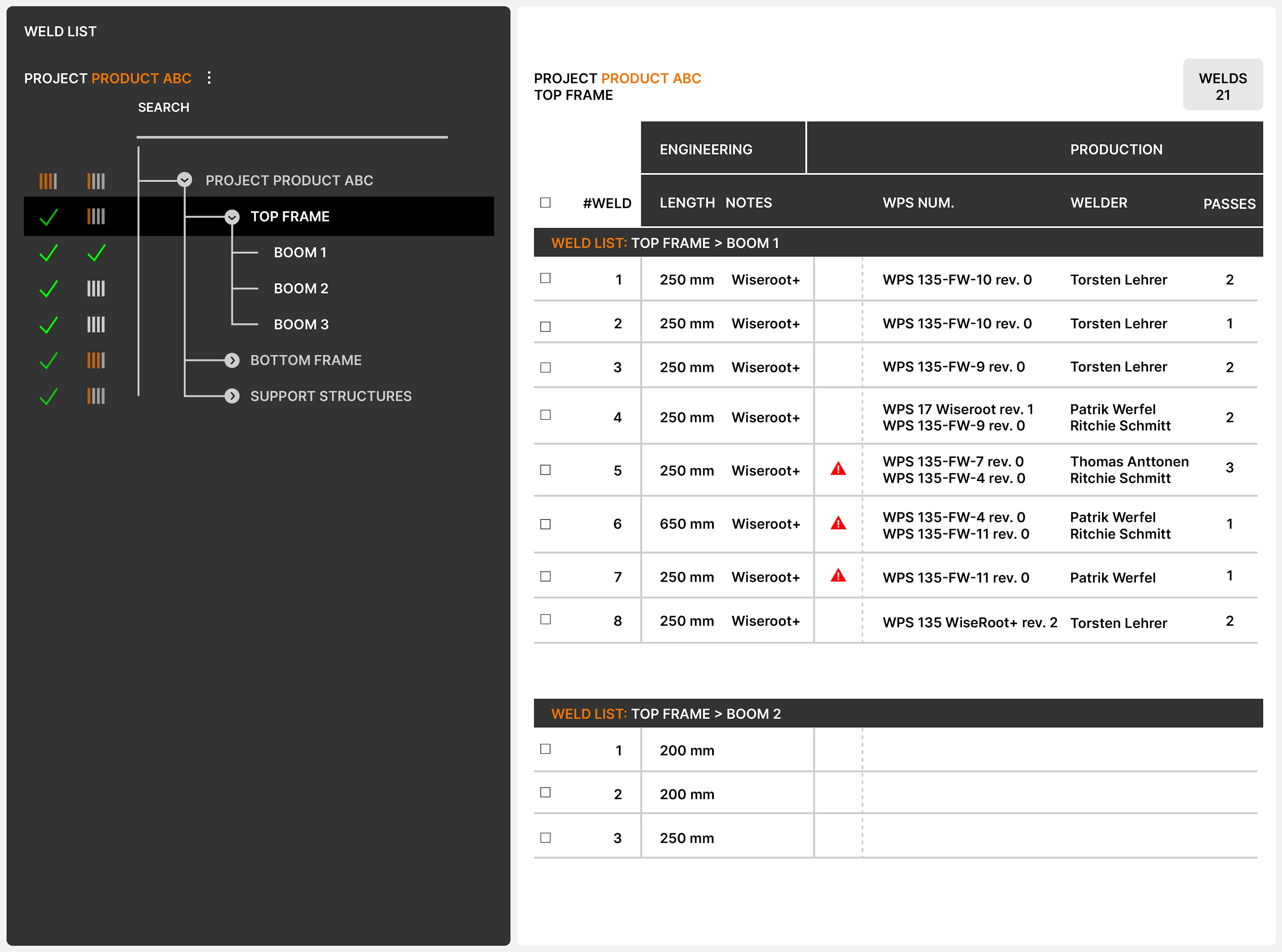 WeldEye-Quality-Management-Weld-List-with-Tree