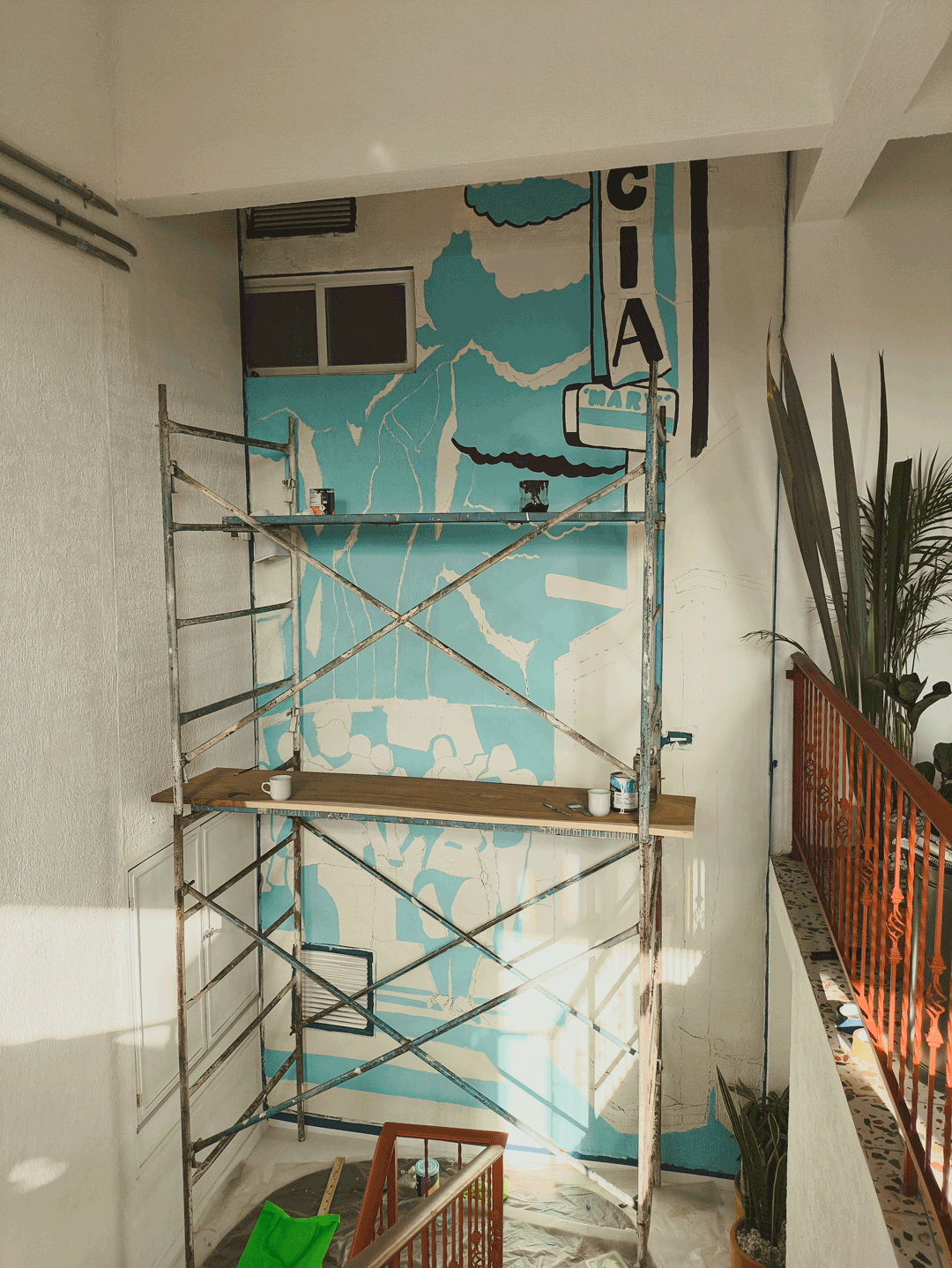 undefined undefined : While painting this piece, I fell in love watching how the colours danced with the building’s natural light, especially in the late afternoons when the warm concentrated rays of sun would fill the space.