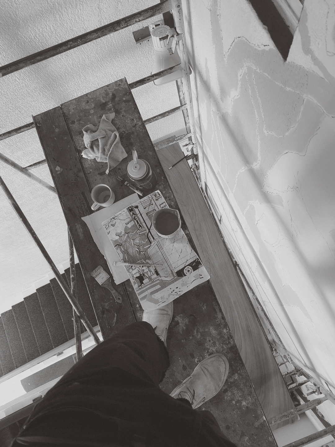 undefined undefined : My office, quite a few meters off the ground. Thankfully there were no earthquakes while painting this mural.