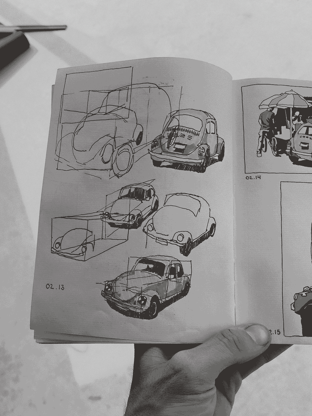 undefined undefined : I bring a sketchbook with me wherever I go. For these mural paintings, I drew inspiration from the sketches I had gathered during my 6 month sojourn in Mexico with a focus on those collected in Mexico City.