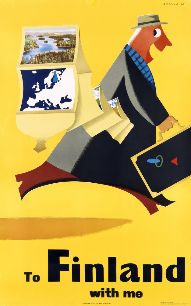 Vintažinis kelionių plakatas To Finland with Me 1950 – vintažinis kelionių plakatas | Framein