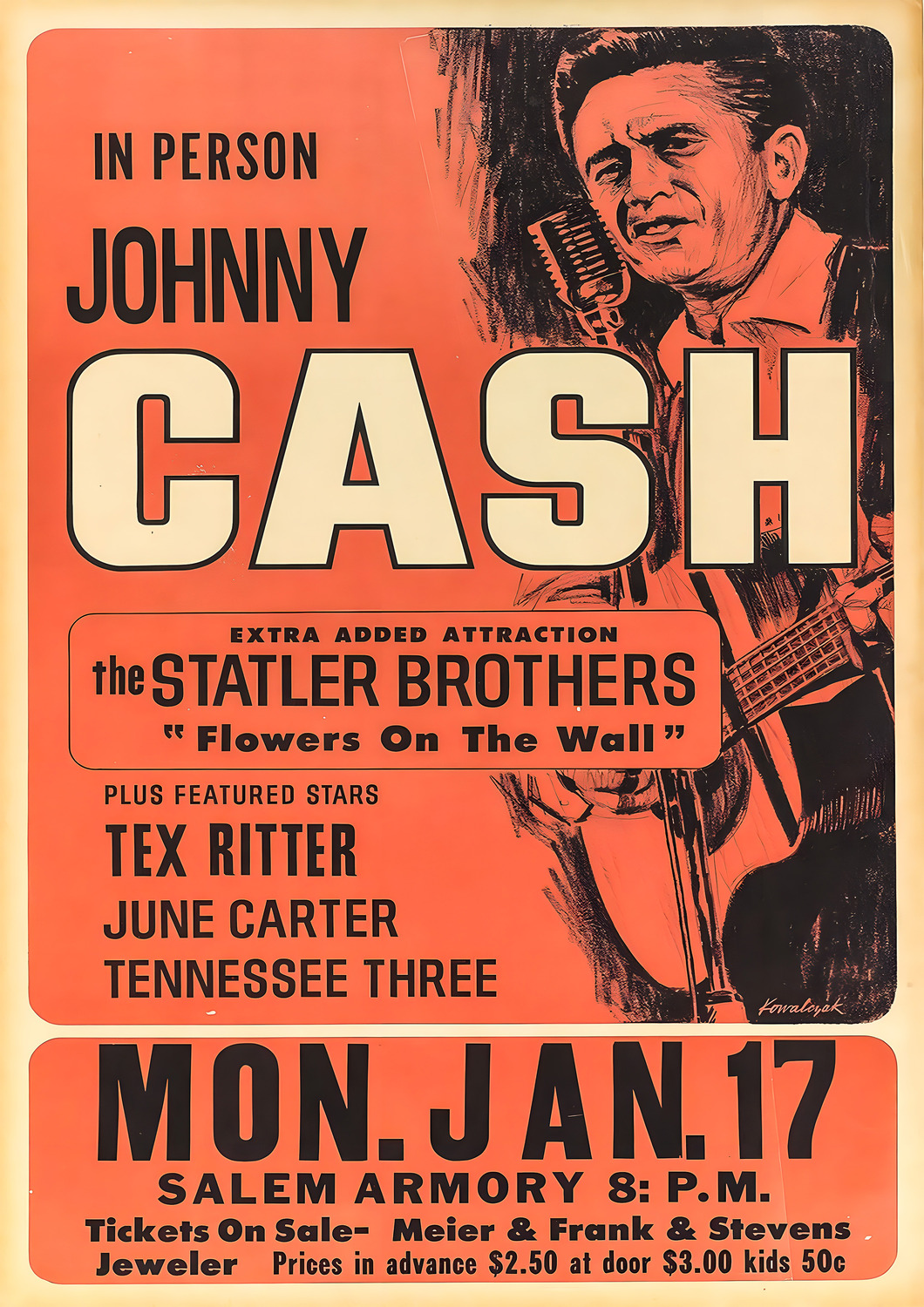 Vintažinis Johny Cash (2) koncerto plakatas – vintažinis koncerto plakatas | Framein