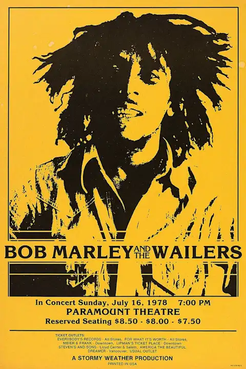 Vintažinis Bob Marley koncerto plakatas – vintažinis koncerto plakatas | Framein