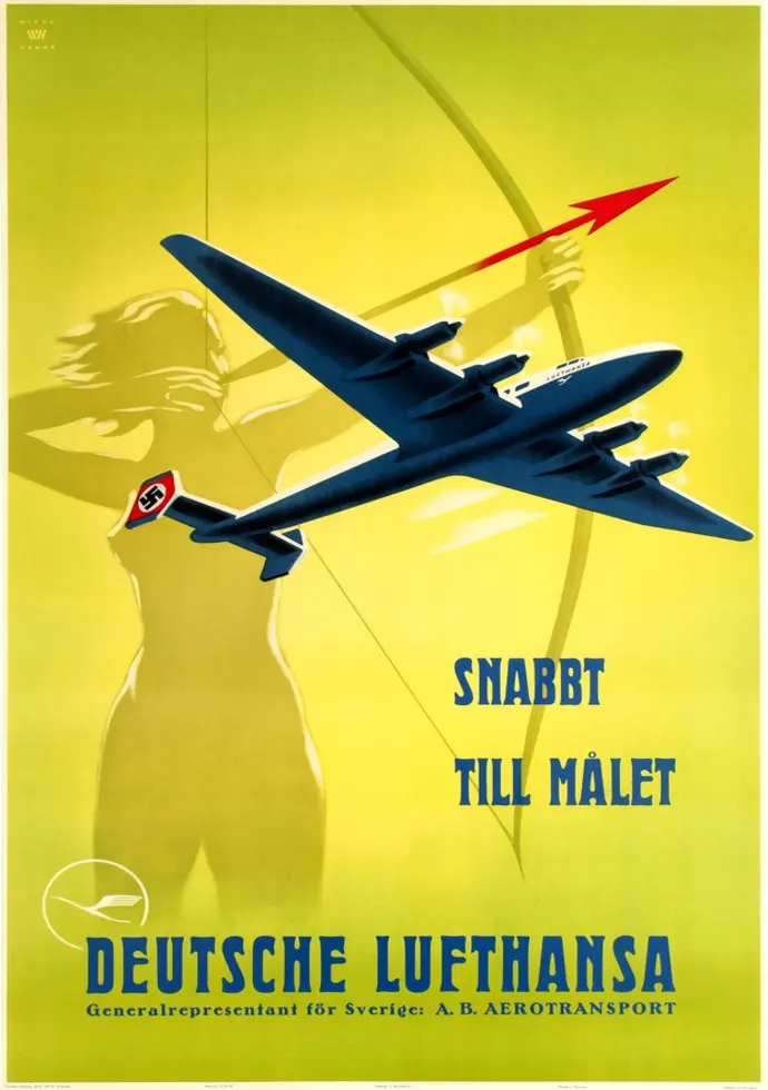 Vintažinis kelionių plakatas Lufthansa – vintažinis kelionių plakatas | Framein