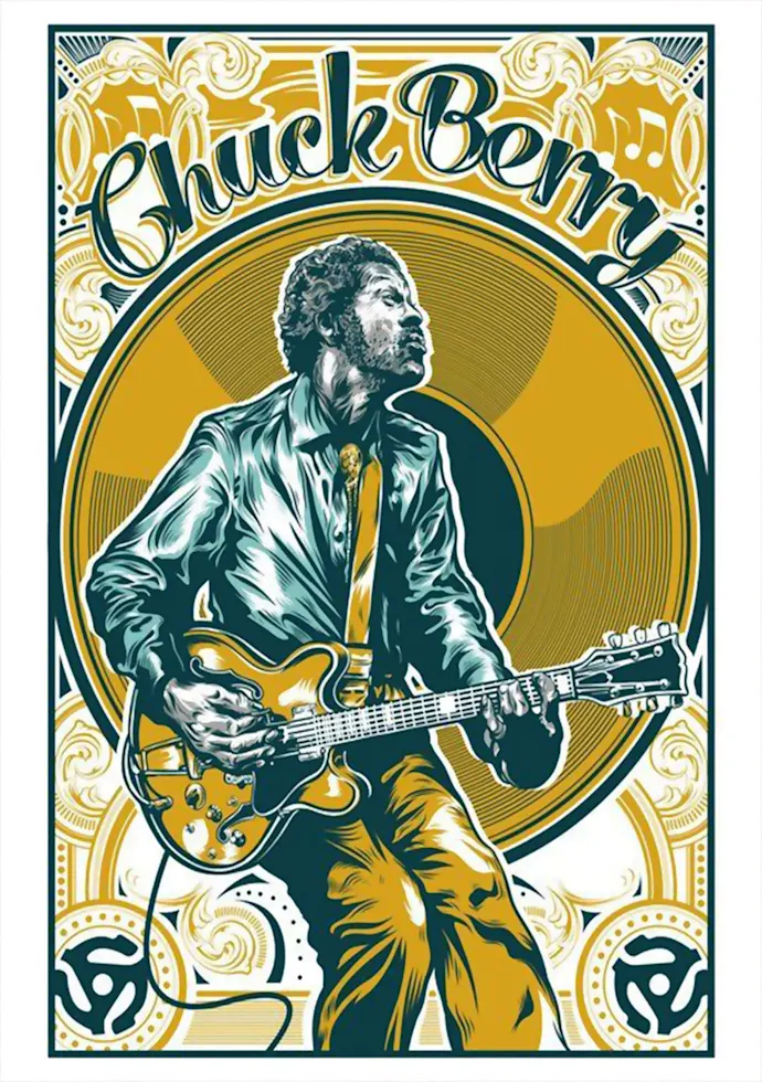 Vintažinis Chuck Berry (2) koncerto plakatas – vintažinis koncerto plakatas | Framein