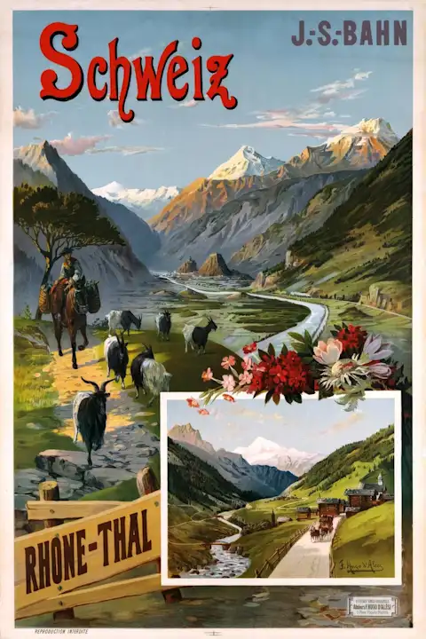 Vintažinis kelionių plakatas Schweiz 1895 – vintažinis kelionių plakatas | Framein
