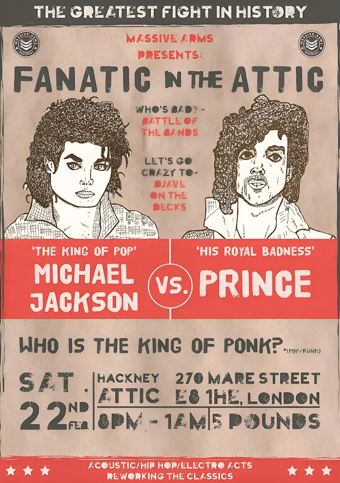 Vintažinis Michael Jackson ir Prince koncerto plakatas – vintažinis koncerto plakatas | Framein