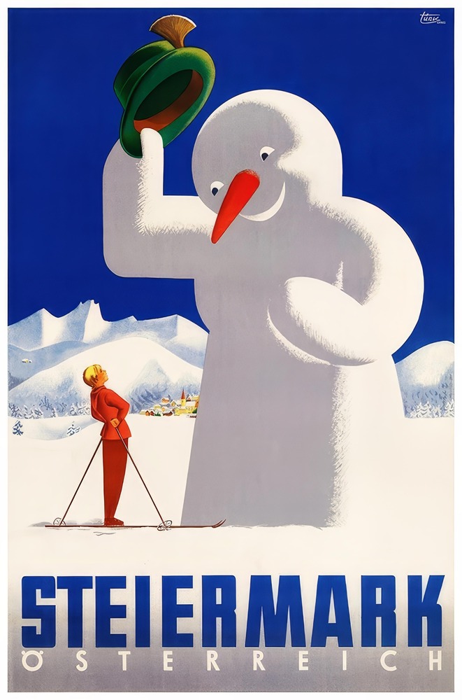 Vintažinis kelionių plakatas Steiermark Austria 1950 – vintažinis kelionių plakatas | Framein