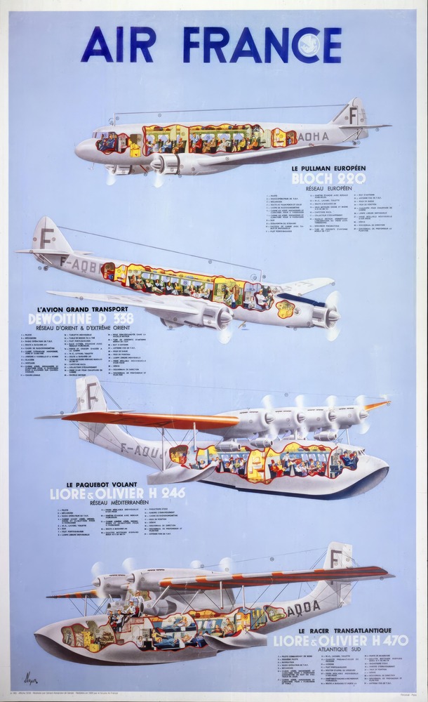 Vintažinis kelionių plakatas Air France Bloch 220 – vintažinis kelionių plakatas | Framein