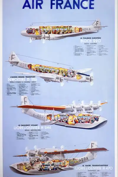 Vintažinis kelionių plakatas Air France Bloch 220 – vintažinis kelionių plakatas | Framein