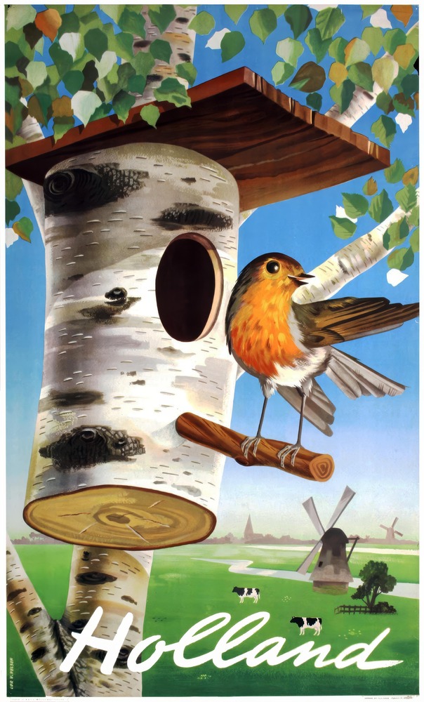 Vintažinis kelionių plakatas Holland bird – vintažinis kelionių plakatas | Framein