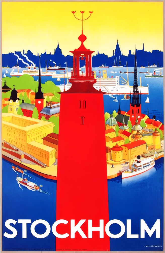 Vintažinis kelionių plakatas Stockholm 1936 – vintažinis kelionių plakatas | Framein