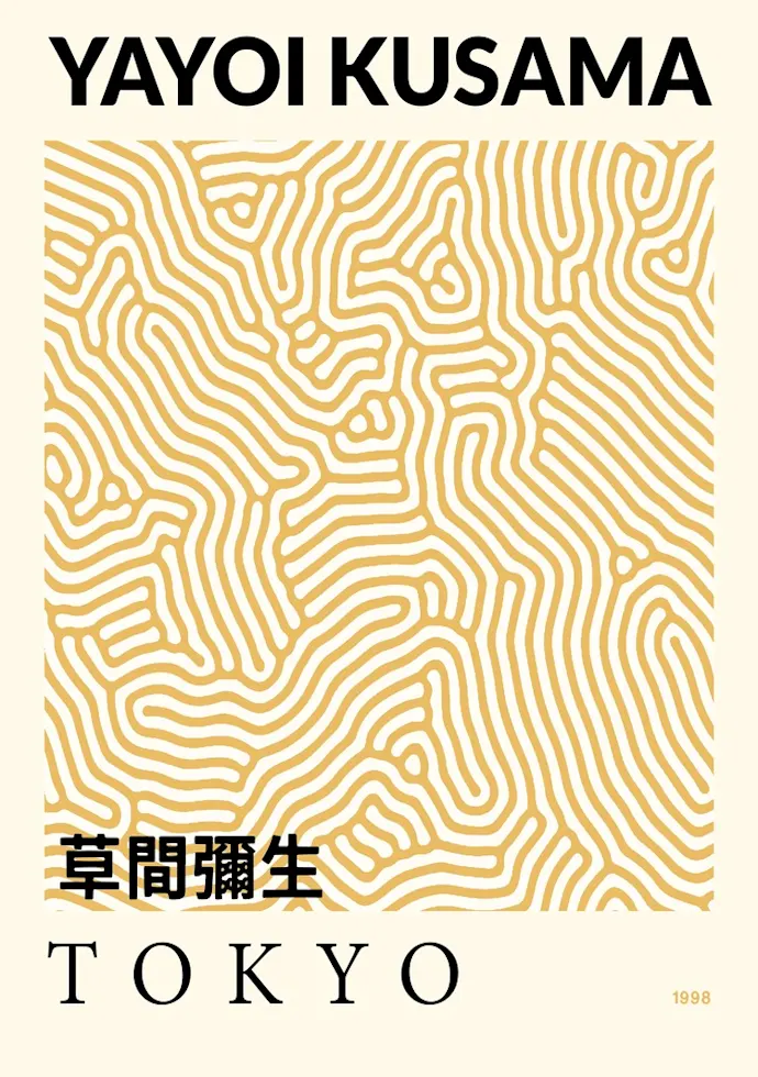Japoniškas menas Yayoi Kusama - Tokio 1998 – japoniško meno plakatas | Framein